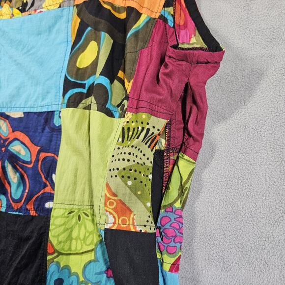 Rising International Patchwork Dress Size XXL Sun Dress Boho Hippie Artsy Cotton - Picture 8 of 14